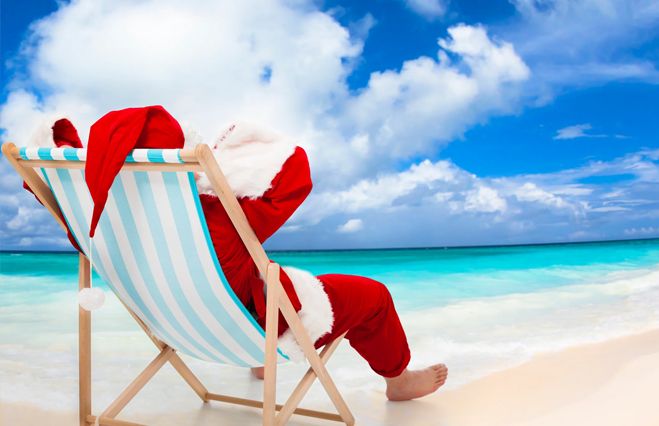 santa claus on the beach